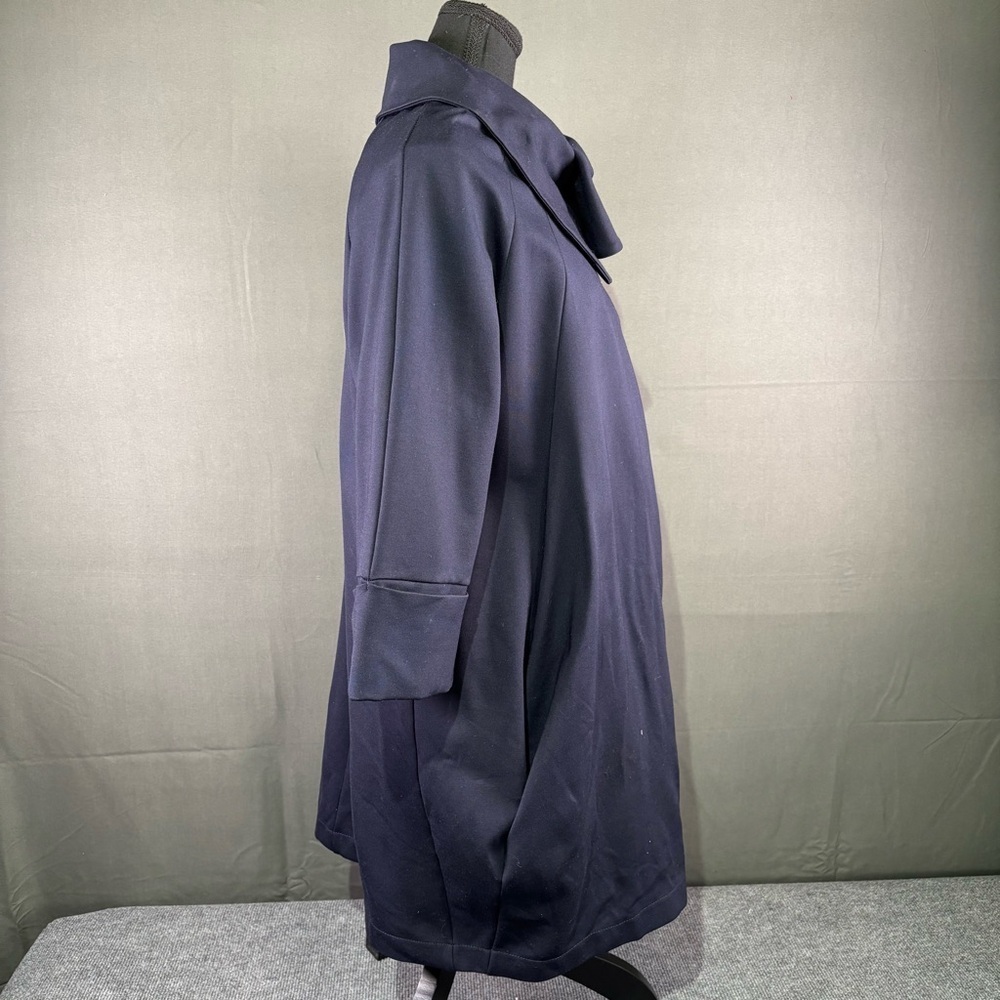 Joseph Ribkoff Jacket Women’s 2 Navy Ponte Knit Cocoon Drape Collar Avant Garde - Picture 5 of 15